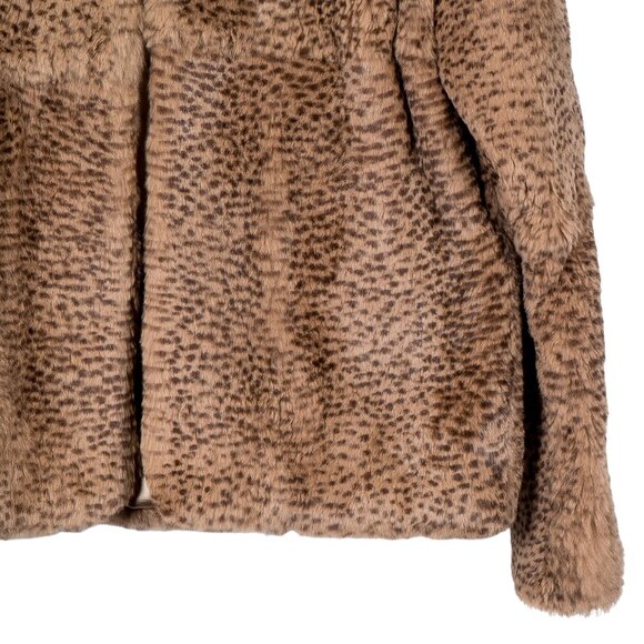 Sharon Young Rabbit Fur Coat S Womens Animal Print Brown Collar Soft Lined - Picture 3 of 5